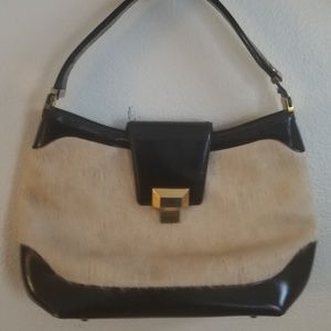 Rare vintage Koret leather and  calf fur purse